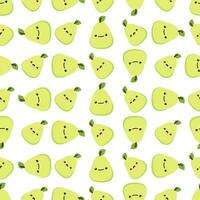 Cute happy pears seamless pattern vector