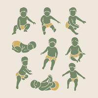 Cute Baby Kids Silhouette Vector Collection