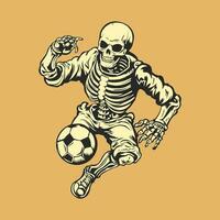 Skull Playing Football Vector Stock Illustration