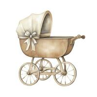 AI generated Watercolor Baby carriage Clipart on white background. AI Generated photo