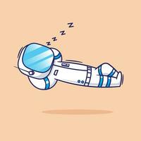 Flat cartoon vector of floating astronaut who has sleeping. science technology element set