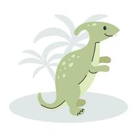 Cute dinosaur in flat style isolated on white background. Vector illustration