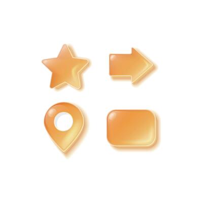 A set of jelly material borders, buttons, shapes