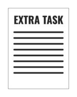 Extra task paperwork black and white 2D line cartoon object. Excessive workload work isolated vector outline item. Extra credit. Homeschooling. Additional homework monochromatic flat spot illustration