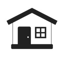 One storey house black and white 2D cartoon object. Bungalow style home isolated vector outline item. Cottage small property. Real estate. 1 story building monochromatic flat spot illustration