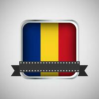 Vector Round Banner With Romania Flag