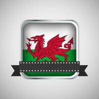 Vector Round Banner With Wales Flag