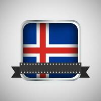 Vector Round Banner With Iceland Flag