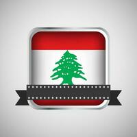 Vector Round Banner With Lebanon Flag