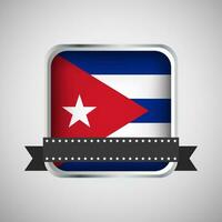 Vector Round Banner With Cuba Flag