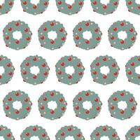 Christmas seamless pattern of Christmas wreaths and balls vector