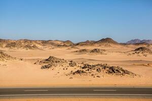 Landscape of sahara desert in Egypt. Conceptual for freedom, enjoying the journey. photo