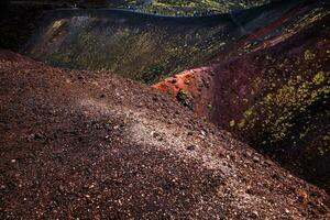 Etna national park panoramic view of volcanic landscape with crater, Catania, Sicily photo