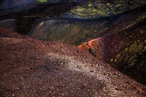 Etna national park panoramic view of volcanic landscape with crater, Catania, Sicily photo