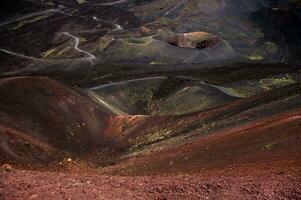 Etna national park panoramic view of volcanic landscape with crater, Catania, Sicily photo