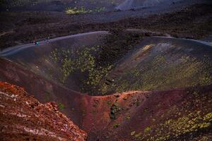 Etna national park panoramic view of volcanic landscape with crater, Catania, Sicily photo