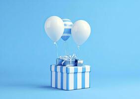 AI generated Balloons with gift box. AI Generated photo