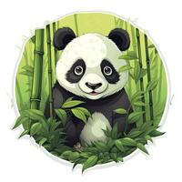 AI generated Cute panda in the middle of a bamboo forest. T-shirt design. AI Generated photo