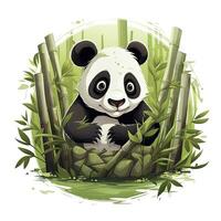 AI generated Cute panda in the middle of a bamboo forest. T-shirt design. AI Generated photo