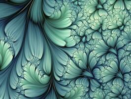 AI generated Aqua and Green psychedelic fractal.  AI Generated photo