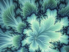 AI generated Aqua and Green psychedelic fractal.  AI Generated photo