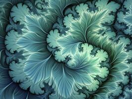 AI generated Aqua and Green psychedelic fractal.  AI Generated photo