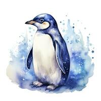 AI generated Watercolor Penguin for T-shirt design.  AI Generated photo