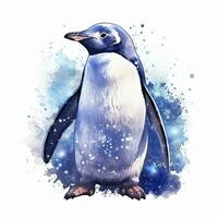 AI generated Watercolor Penguin for T-shirt design.  AI Generated photo