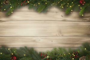 AI generated Christmas and New Year wooden background. AI Generated photo