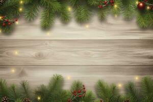 AI generated Christmas and New Year wooden background. AI Generated photo