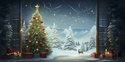 AI generated Merry Christmas and Happy New Year Background. AI Generated photo