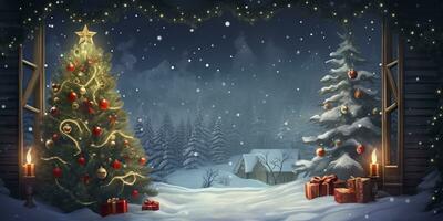 AI generated Merry Christmas and Happy New Year Background. AI Generated photo