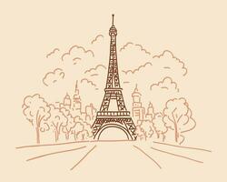 eiffel torre en París. punto de referencia de París. ilustración en garabatear estilo vector