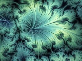 AI generated Aqua and Green psychedelic fractal.  AI Generated photo