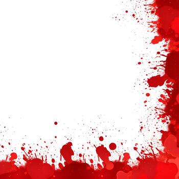 AI generated Photo Full frame of splashes and drops of red liquid in the form of blood on a white background