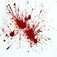 AI generated Photo Full frame of splashes and drops of red liquid in the form of blood on a white background