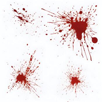 AI generated Photo Full frame of splashes and drops of red liquid in the form of blood on a white background