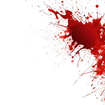 AI generated Photo Full frame of splashes and drops of red liquid in the form of blood on a white background