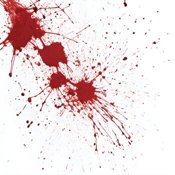 AI generated Photo Full frame of splashes and drops of red liquid in the form of blood on a white background