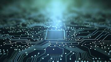 AI generated Circuit Board Background. Computer, Data, Technology, Artificial Intelligence. AI Generated photo