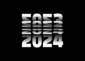 Passing into New Year 2024 Flip text effect isolated on black background, Vector text Illustration.