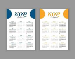 Calendar template for 2024 year. Wall calendar in a minimalist style. Week Starts on Sunday. 1 Page Wall Calendar 2024 template with 2 Color Variation design vector