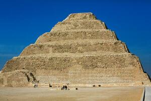 Famous Egyptian Pyramids of Giza. Landscape in Egypt. Pyramid in desert. Africa. Wonder of the World photo