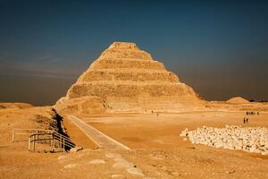 Famous Egyptian Pyramids of Giza. Landscape in Egypt. Pyramid in desert. Africa. Wonder of the World photo