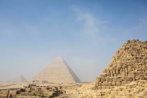 Famous Egyptian Pyramids of Giza. Landscape in Egypt. Pyramid in desert. Africa. Wonder of the World photo