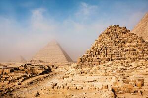 Famous Egyptian Pyramids of Giza. Landscape in Egypt. Pyramid in desert. Africa. Wonder of the World photo