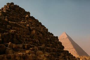 Famous Egyptian Pyramids of Giza. Landscape in Egypt. Pyramid in desert. Africa. Wonder of the World photo