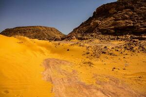 Landscape of sahara desert in Egypt. Conceptual for freedom, enjoying the journey. photo
