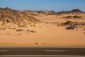 Landscape of sahara desert in Egypt. Conceptual for freedom, enjoying the journey. photo