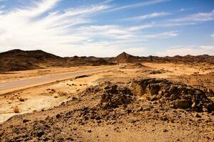 Landscape of sahara desert in Egypt. Conceptual for freedom, enjoying the journey. photo